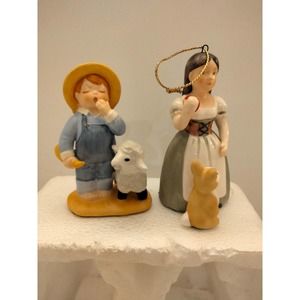 2 Vintage Story Book Christmas Ornaments Snow White Little Boy Blue